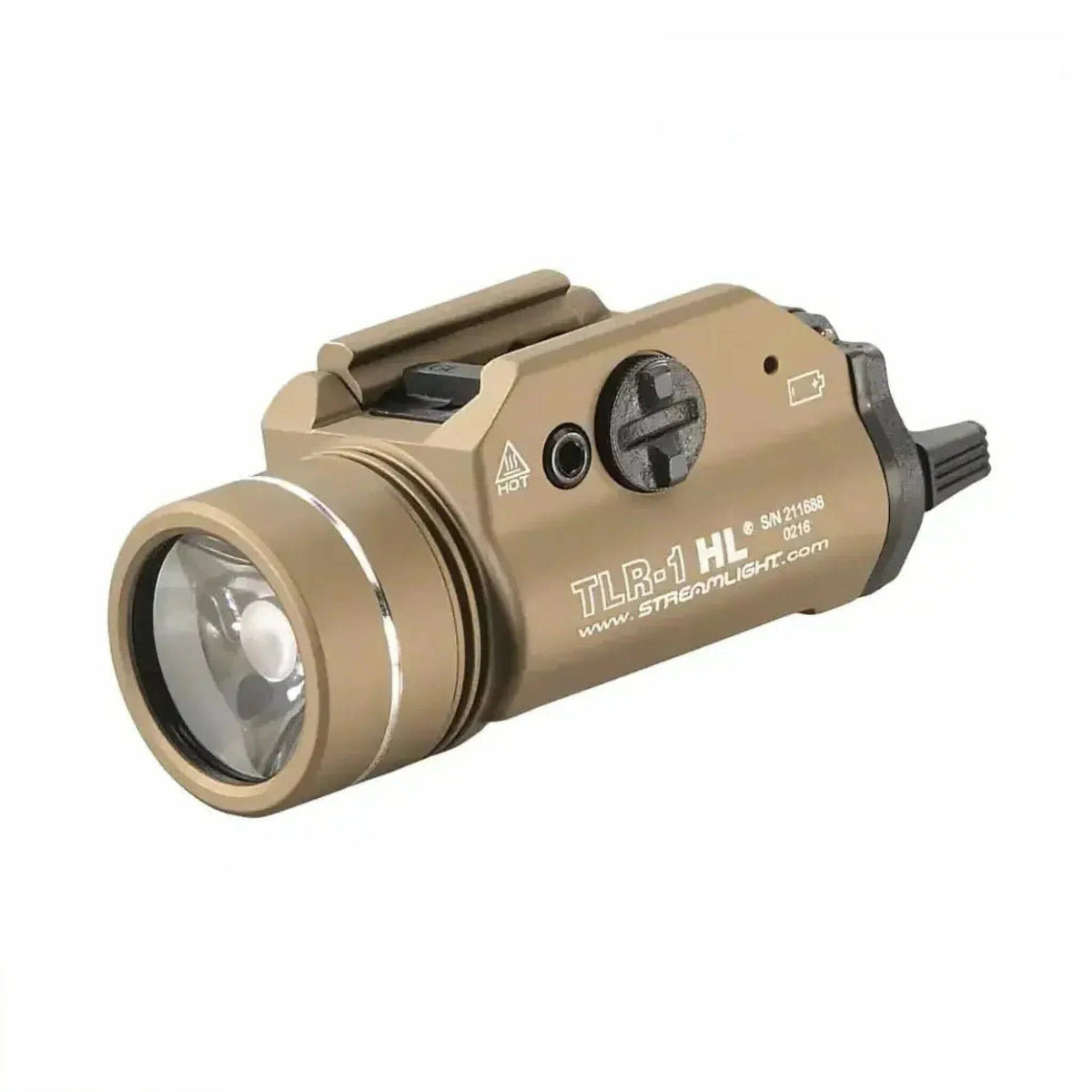 Streamlight TLR-1 HL weapon light in Flat Dark Earth rated 1000 lumens and 20,000 candela