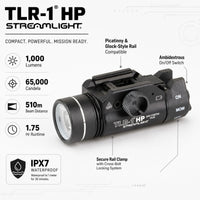 TLR-1 HP Long Gun Kit light with the two CR123A lithium cells that give 1.75 hours
