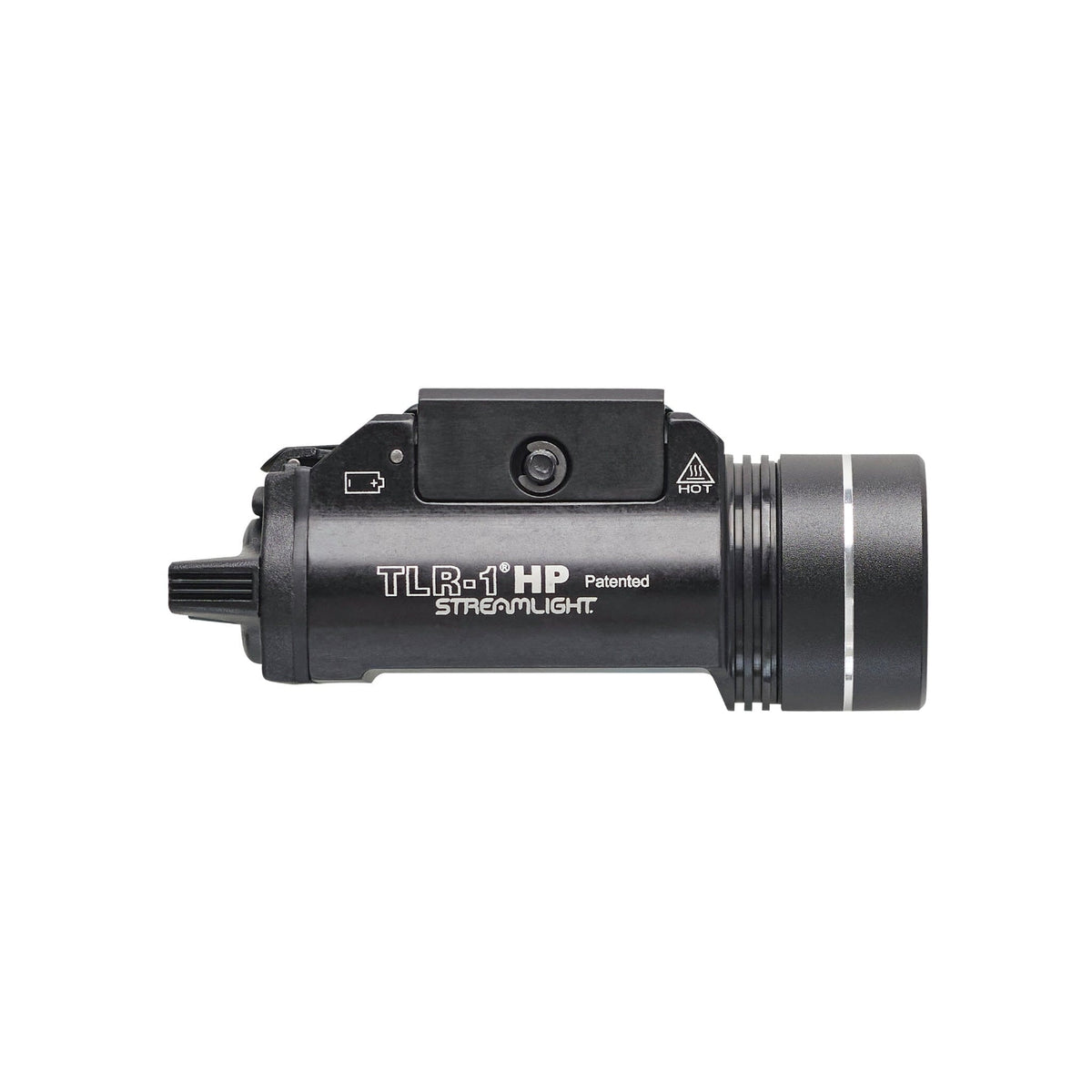 Streamlight TLR-1 HP with its ambidextrous rear switches for momentary and constant-on use