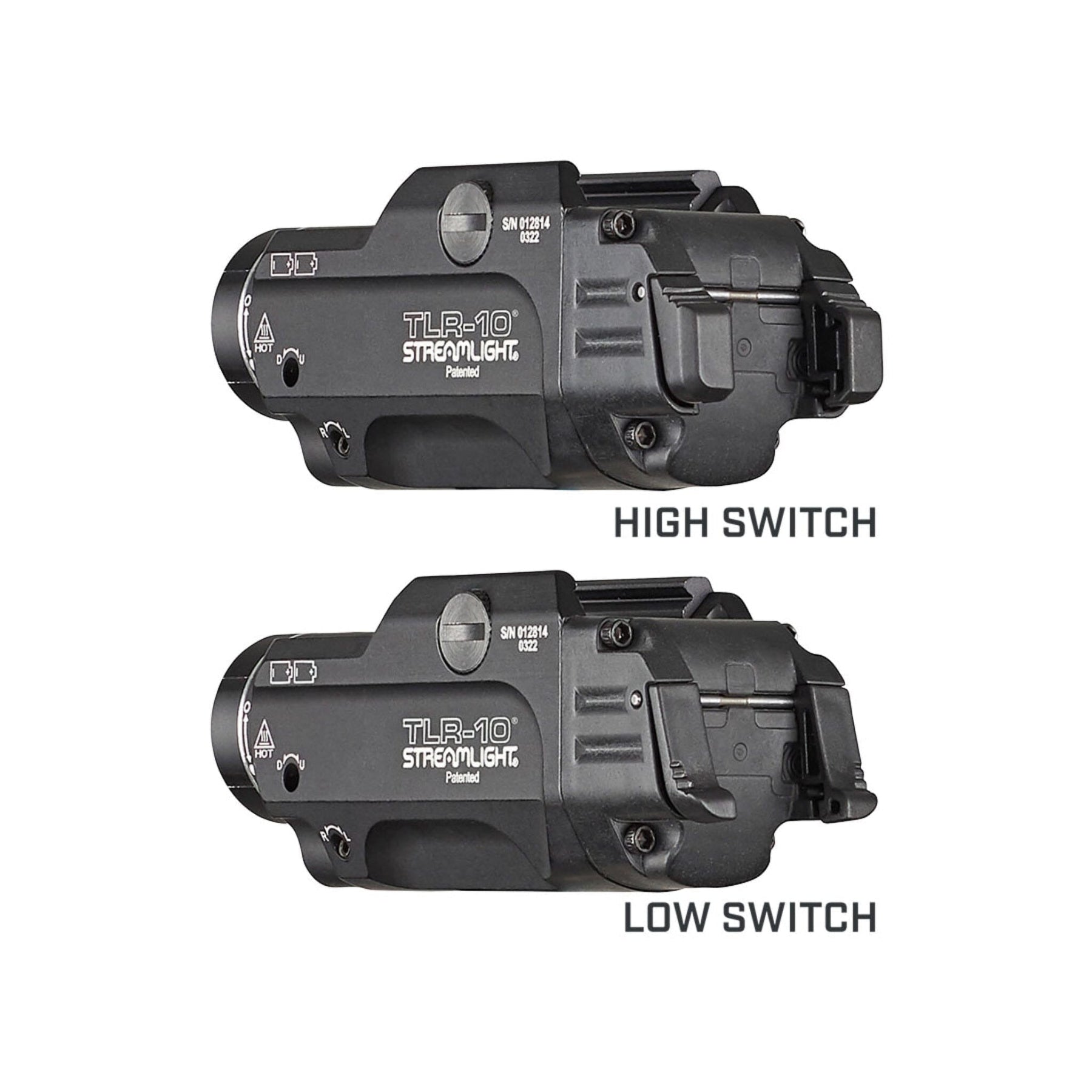 Streamlight TLR-10 with the interchangeable high and low rear switches supplied