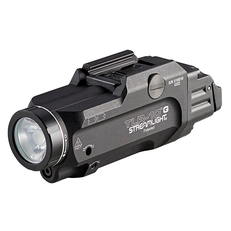 Streamlight TLR-10 G weapon light with green laser in an anodised machined aluminium body