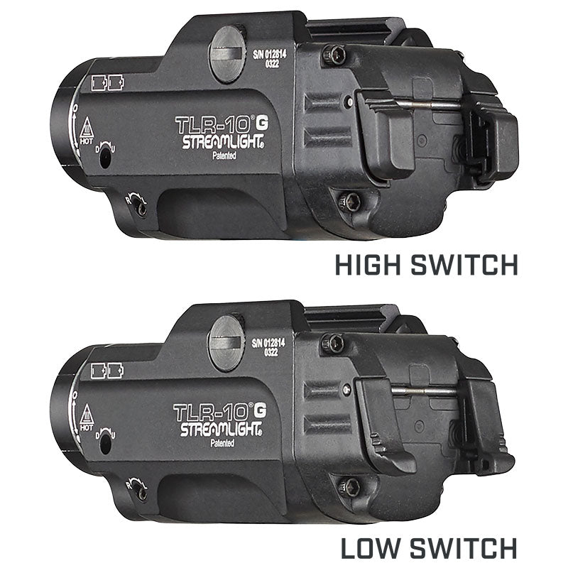 Streamlight TLR-10 G rear switch detail, with safe-off and a user-enabled strobe