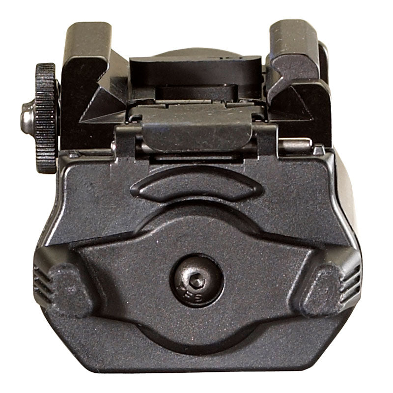 Streamlight TLR-1s weapon light in black showing the ambidextrous paddle switch end