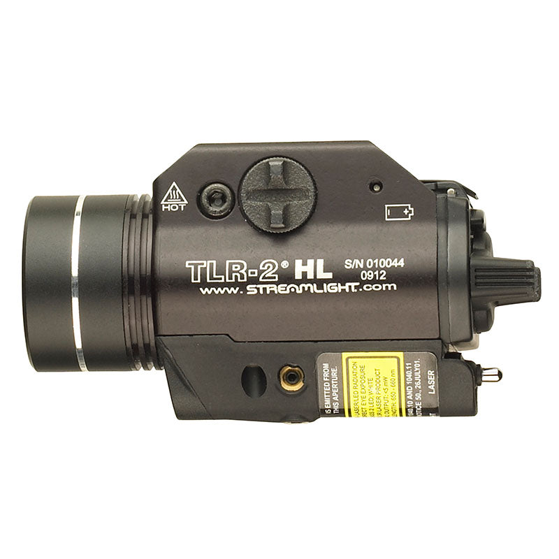 TLR-2 HL light head rated at 1000 lumens and 20,000 candela, with the laser aperture below it
