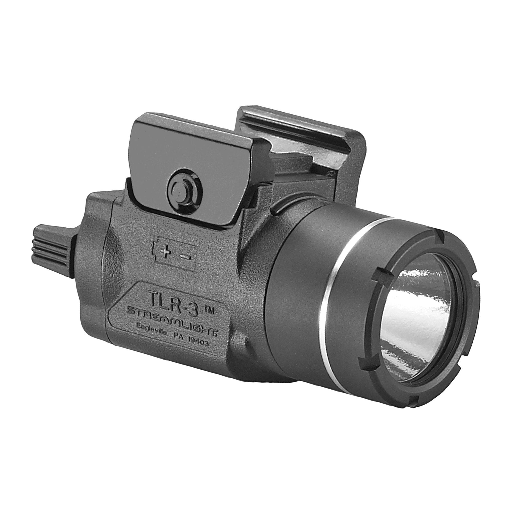 Streamlight TLR-3 weapon light running one CR2 lithium cell at a weight of 2.32 oz