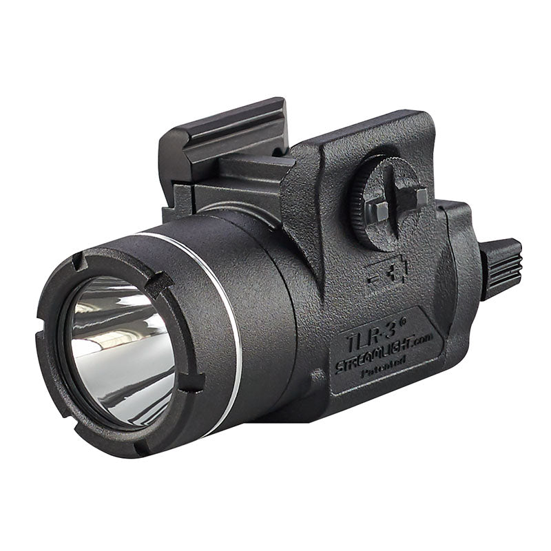 Streamlight TLR-3 pistol light in its impact-resistant polymer body with an aluminium facecap
