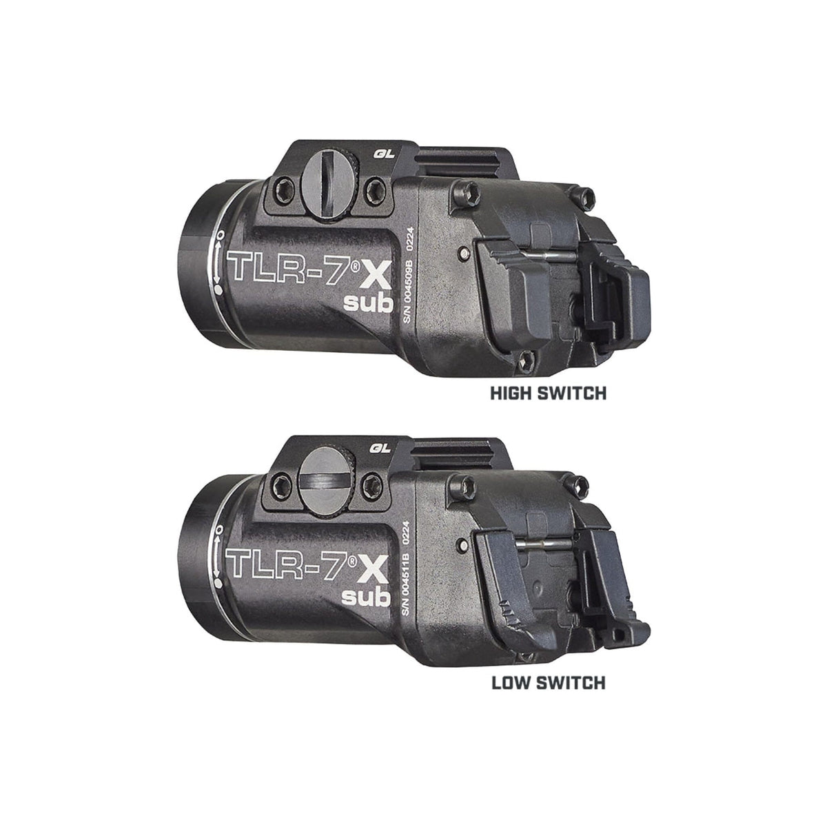 Streamlight TLR-7 X sub weapon light showing multi-fuel CR123A and SL-B9 power options