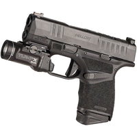 Streamlight TLR-7 X sub pistol light seen from above, showing the ambidextrous rear paddles