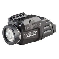 Streamlight TLR-7 X USB handgun light in black shown at a three-quarter angle on white