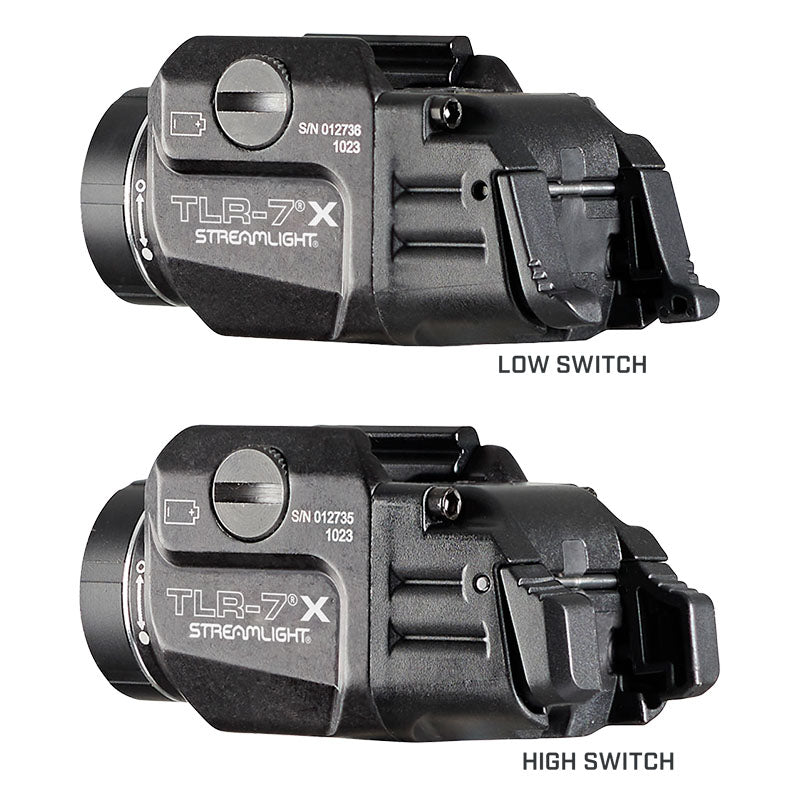 Streamlight TLR-7 X USB in black shown from two opposing sides in a single frame