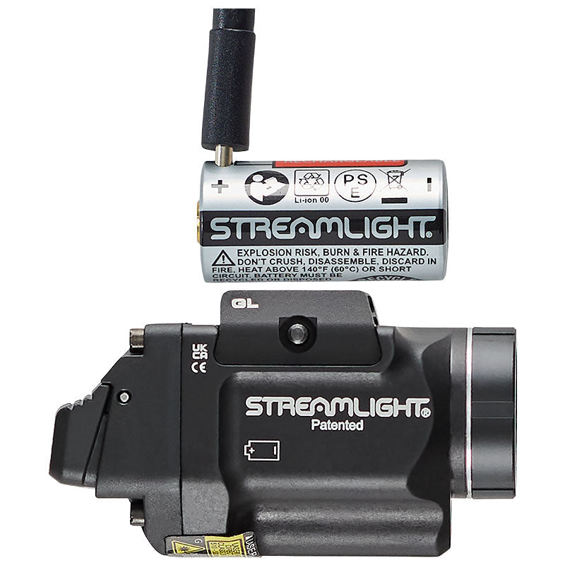Streamlight TLR-8 HL-X G sub weapon light with the green laser aperture beside the white LED bezel