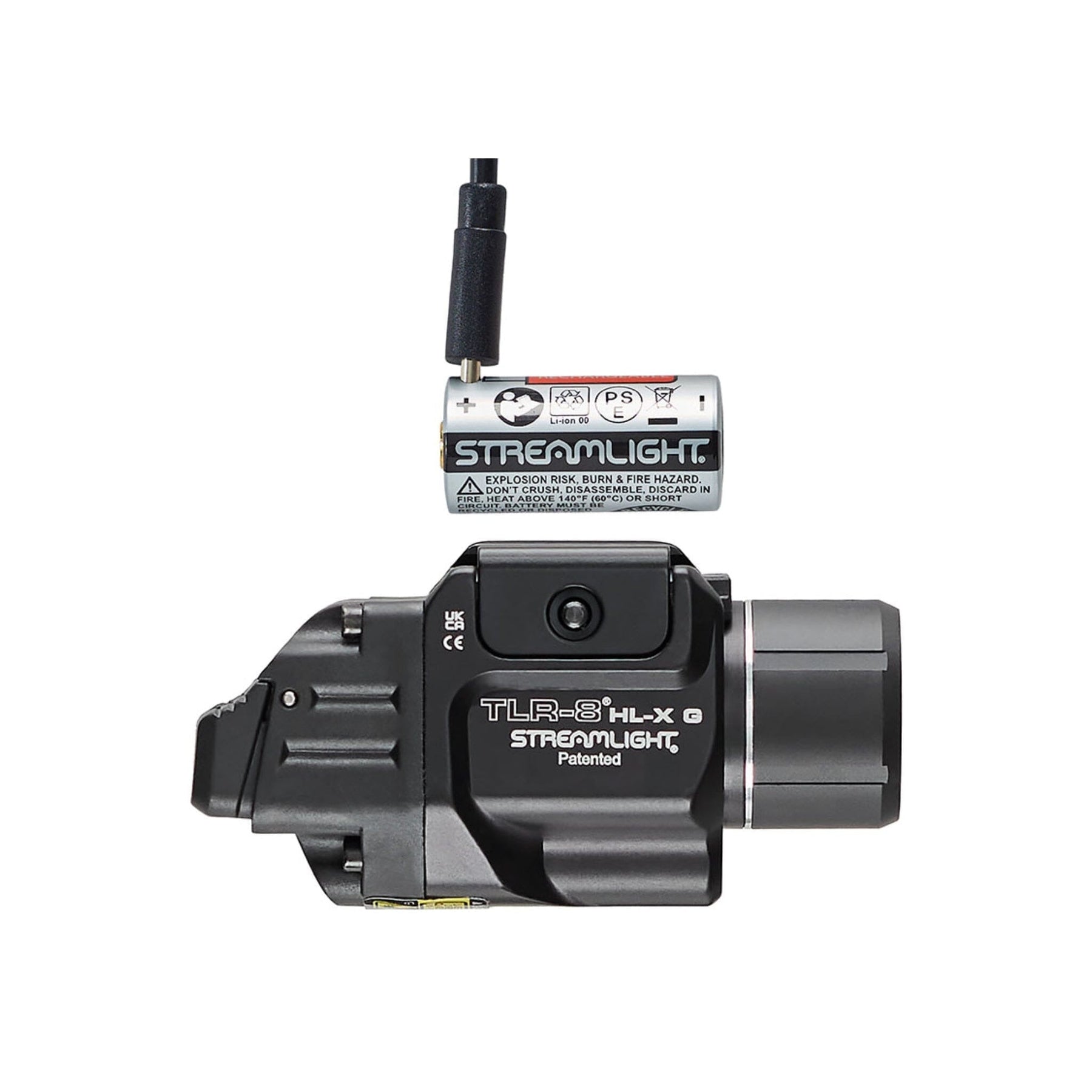 Streamlight TLR-8 HL-X G weapon light showing the green laser aperture next to the reflector