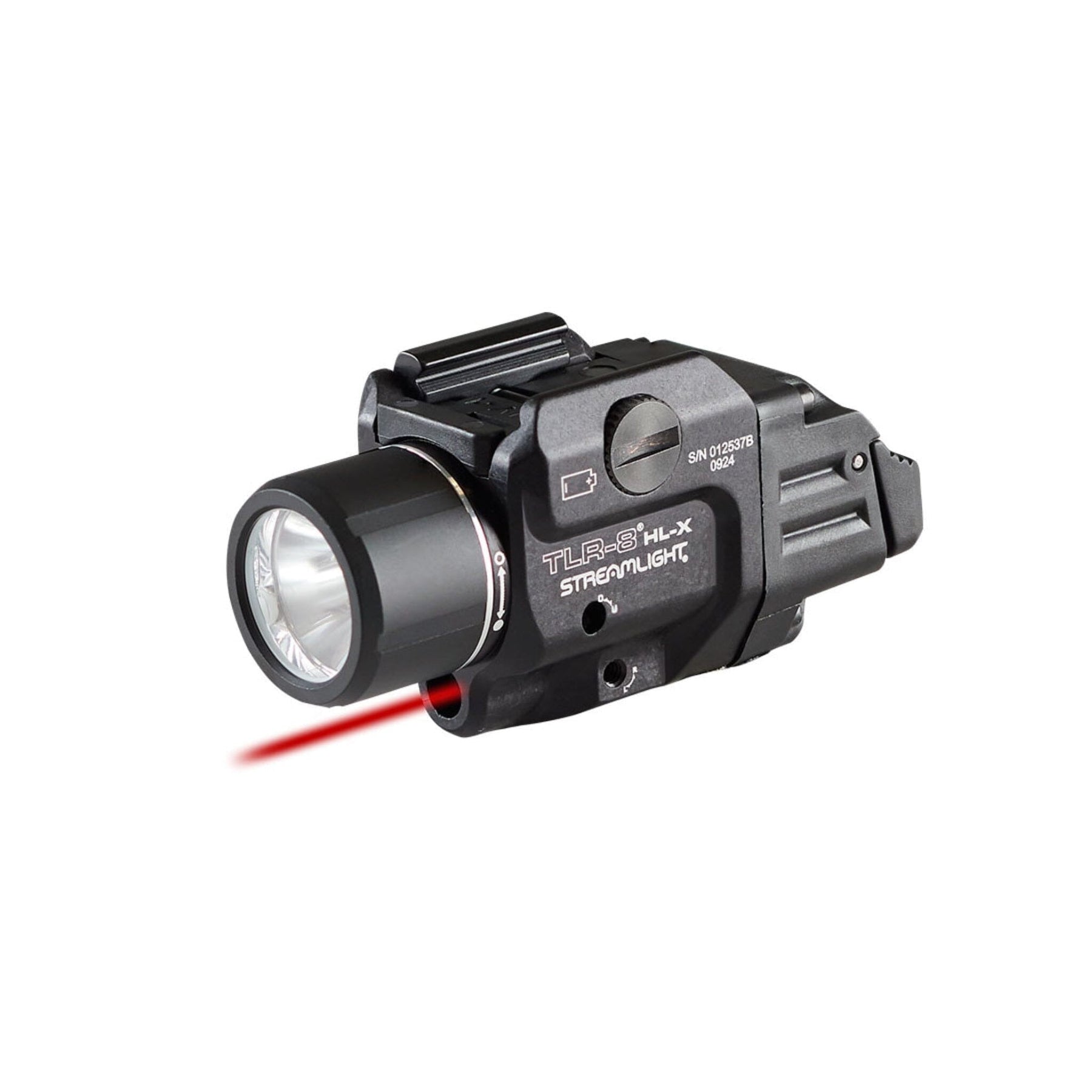 Streamlight TLR-8 HL-X USB weapon light with red laser, part 69465, at 1000 lumens on the SL-B9 pack