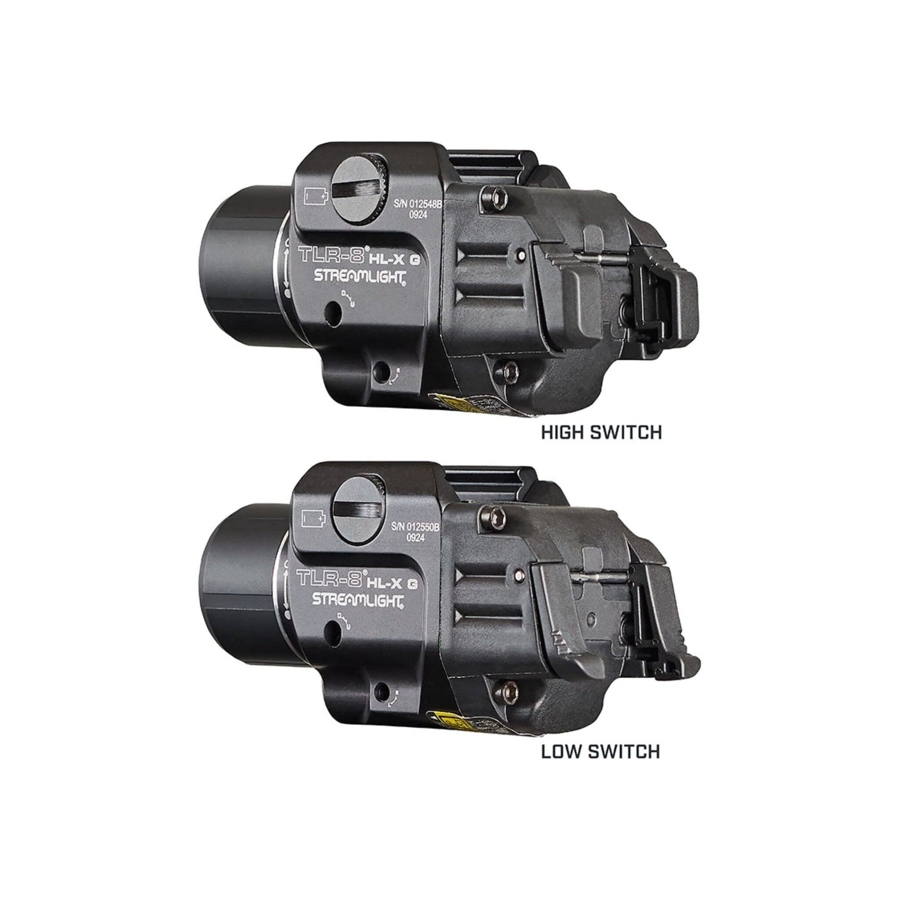 Streamlight TLR-8 HL-X USB weapon light, multi-fuel on an SL-B9 USB-C pack or a CR123A cell