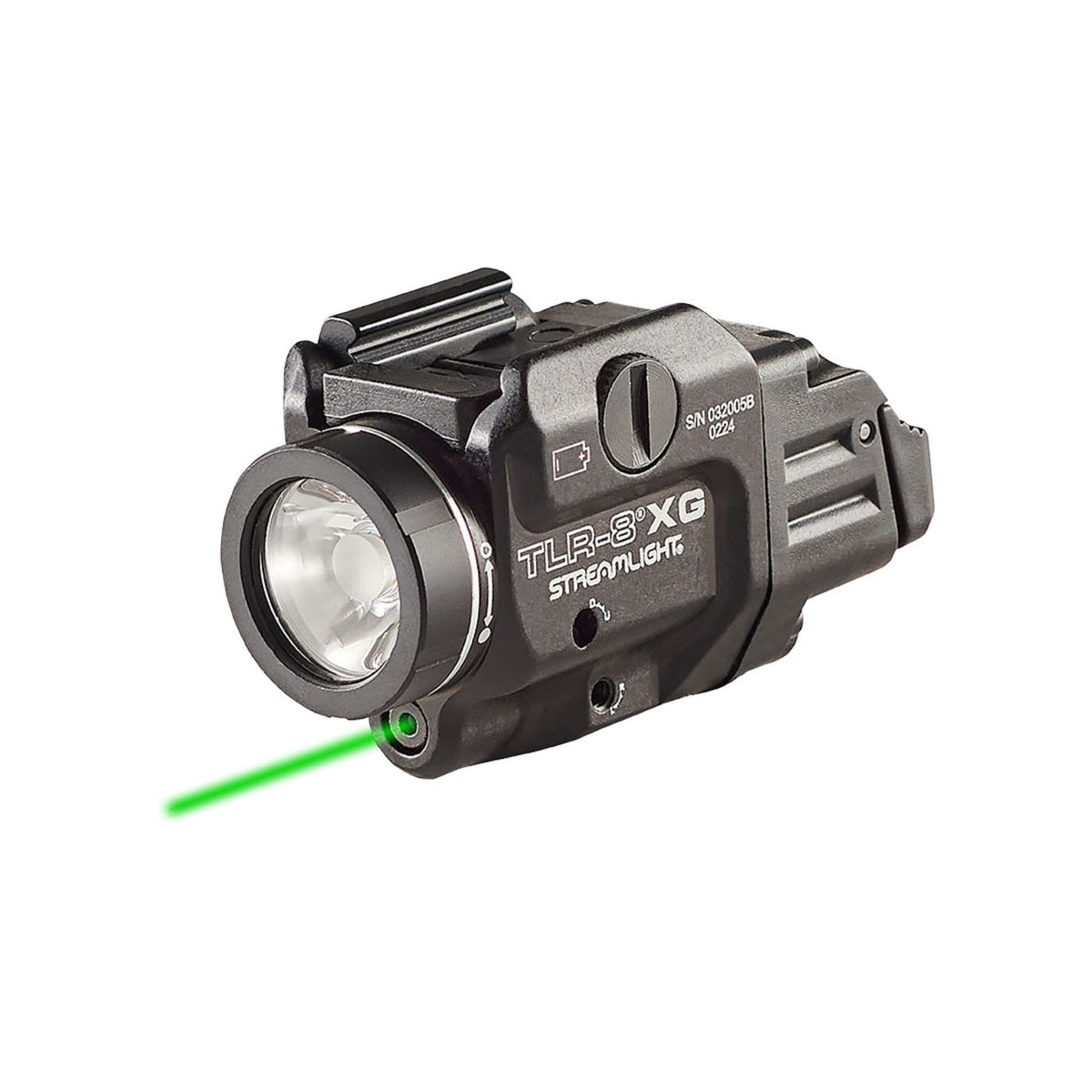 Streamlight TLR-8 X G weapon light with green laser, rated 500 lumens and 5,000 candela