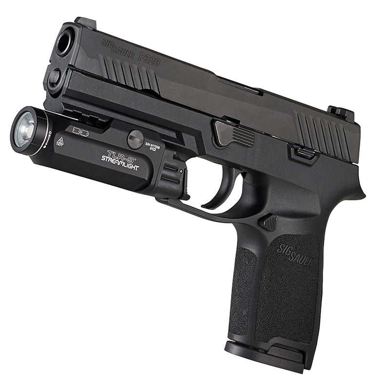 Streamlight TLR-9 in black, 3.87 in (9.83 cm) long and weighing 4.26 oz (120.8 g)