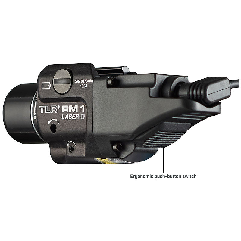 Streamlight TLR RM 1 Laser-G System showing the push-button tail switch that works independently
