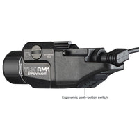Streamlight TLR RM 1 at 3.64 in and 3.02 oz on a single CR123A lithium cell