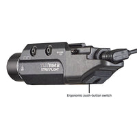 Streamlight TLR RM 2 rail light in black showing the two-cell CR123A battery tube profile