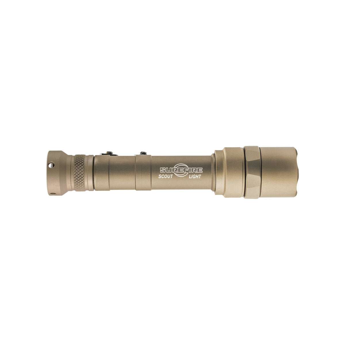 SureFire M640U Scout Light Pro in tan, powered by two 123A lithium cells