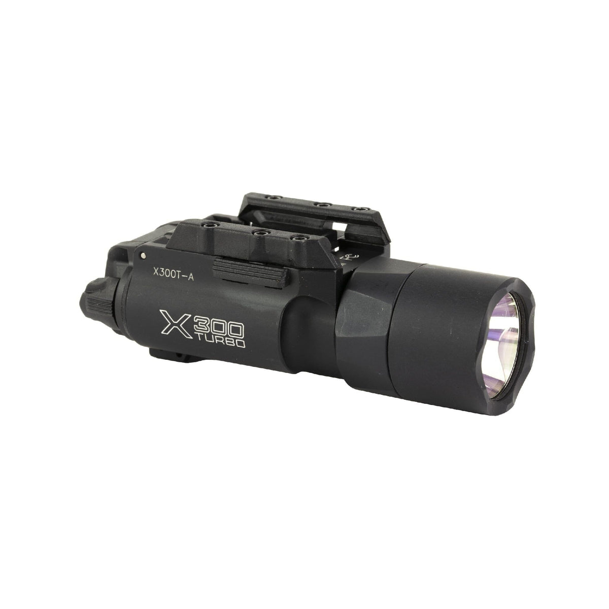 SureFire X300T-A Turbo weapon light in black with its ambidextrous switch and lever latch mount