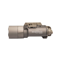SureFire X300T-A Turbo weapon light in tan, powered by two CR123A lithium cells