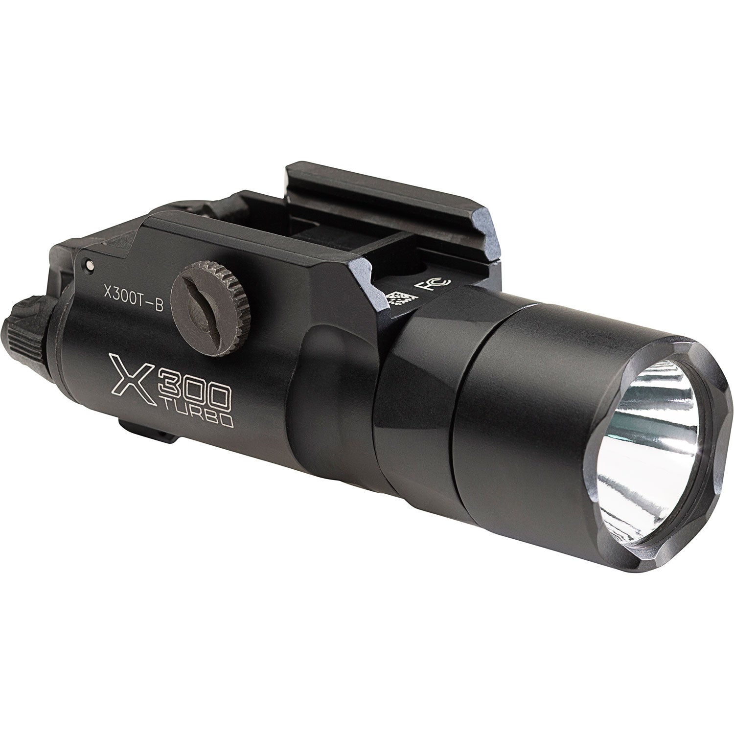 SureFire X300T-B Turbo weapon light showing the bezel and the mounting interface