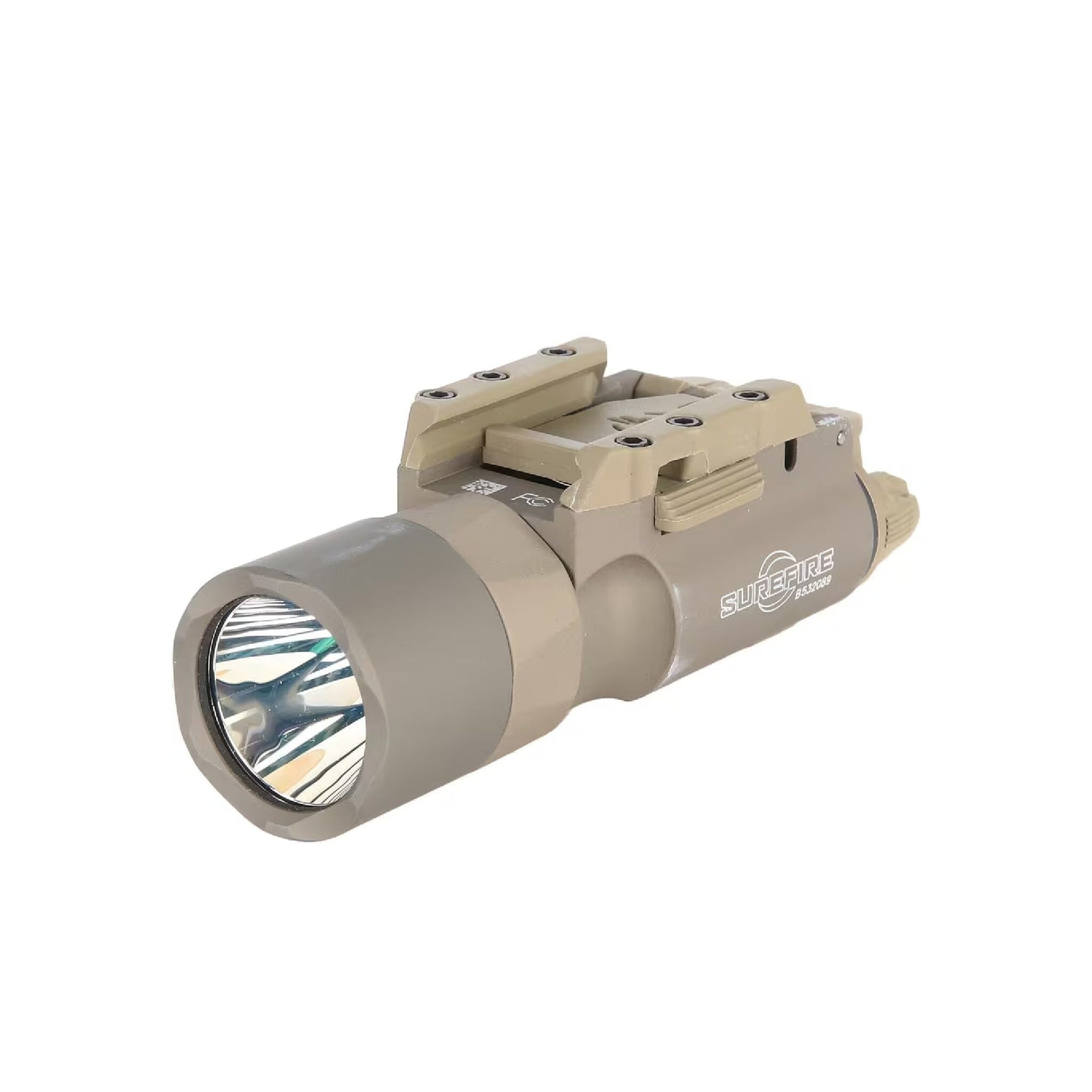 SureFire X300T-B Turbo weapon light in tan, rated 650 lumens and 66,000 candela for long throw