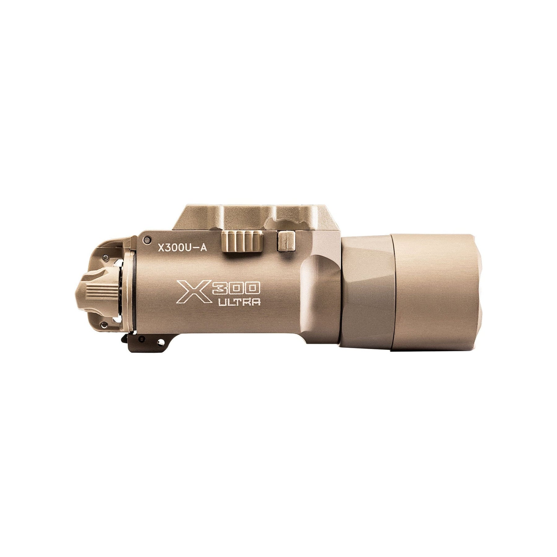 SureFire X300U-A Ultra in tan with the Rail-Lock lever latch for universal and Picatinny rails