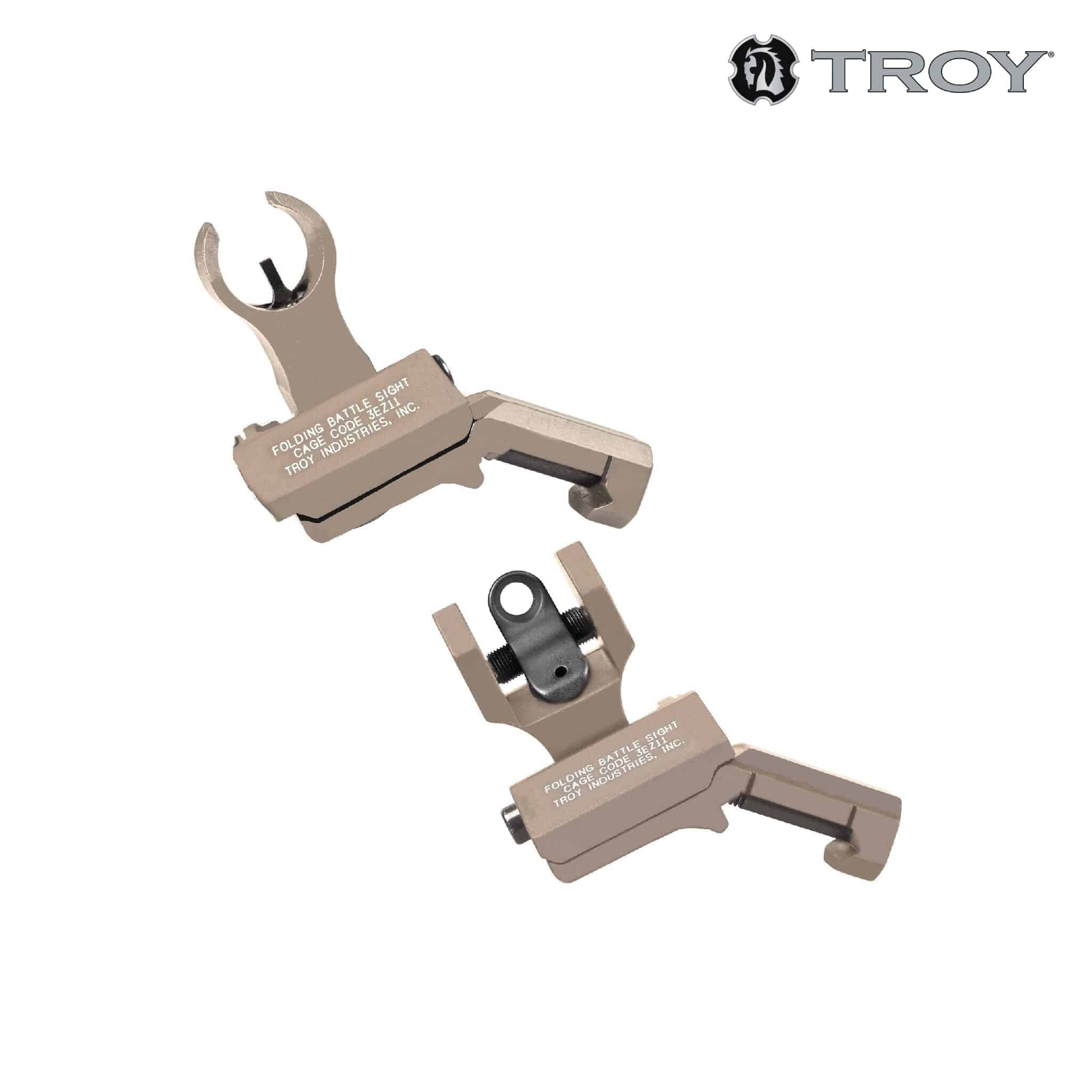 Troy Industries 45° Offset Folding BattleSight Set - HK-Style Front & Ghost-Ring Rear - FDE Iron Sights Troy Industries 