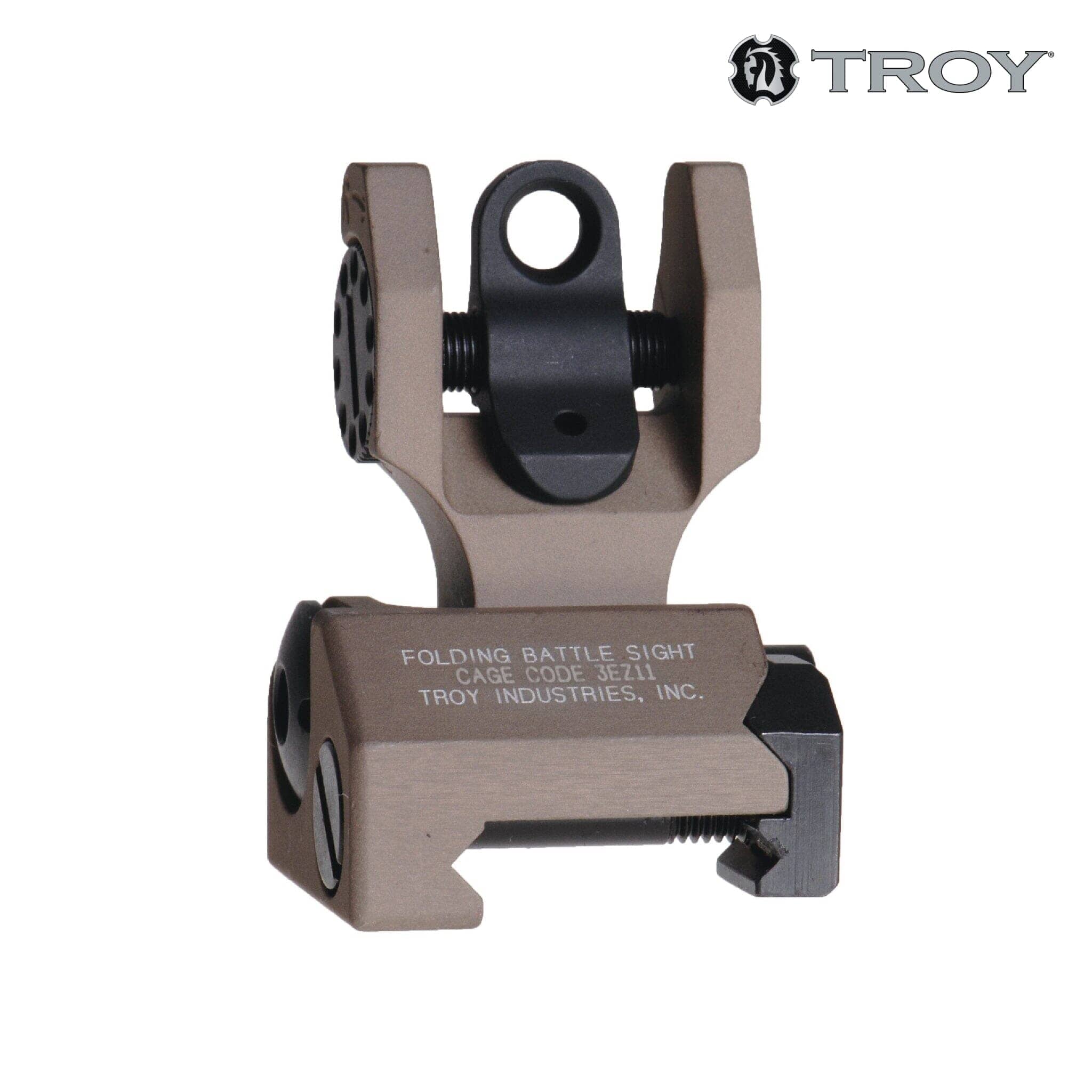 Troy Industries BattleSight Rear Folding Sight - Round - FDE Iron Sights Troy Industries 